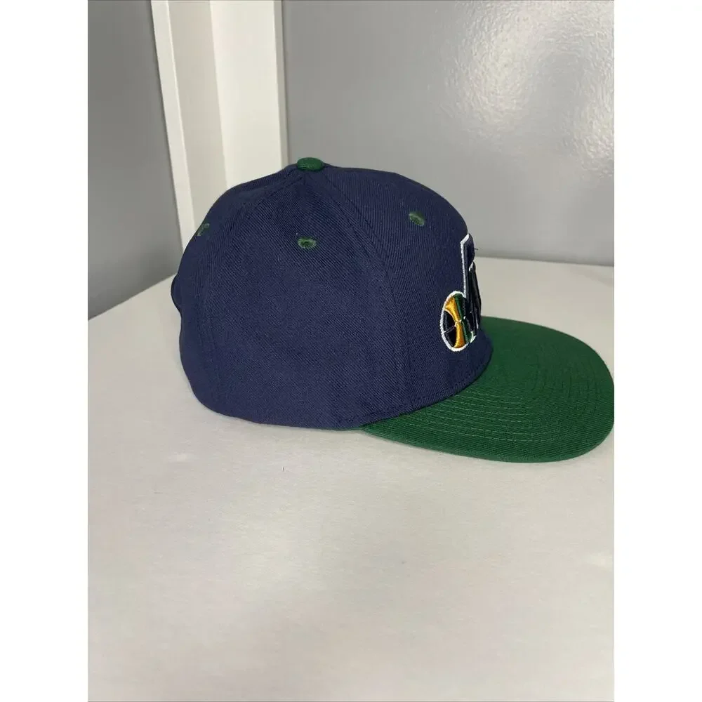 Adidas Utah Jazz Snap Back Hat Green Bill Blue Cap Embroidered Men’s
